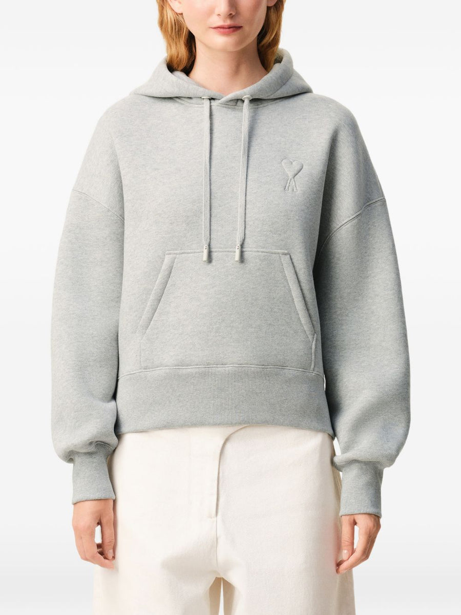Ami Paris Ami De Coeur Cotton Hoodie for Men With Discreet Embossed Logo and Everyday Comfort