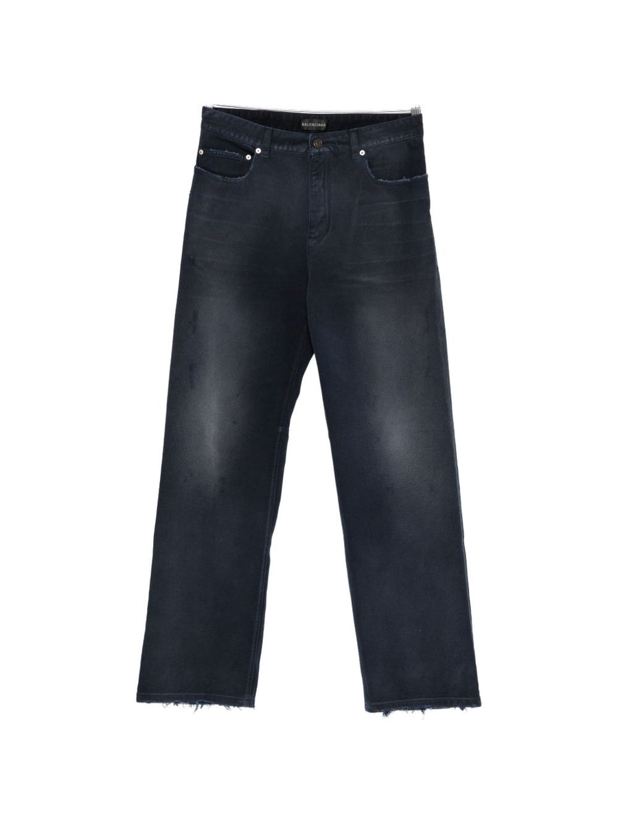 Balenciaga Straight Fit Jeans Navy Denim Cotton 100 Percent Timeless Silhouette Premium Luxury for Men Everyday Wear