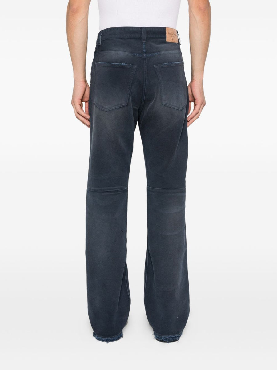 Balenciaga Straight Fit Jeans Navy Denim Cotton 100 Percent Timeless Silhouette Premium Luxury for Men Everyday Wear