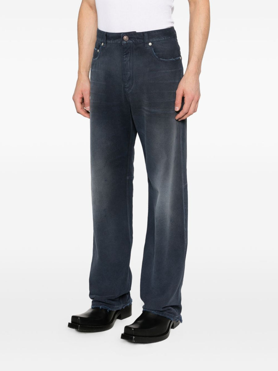Balenciaga Straight Fit Jeans Navy Denim Cotton 100 Percent Timeless Silhouette Premium Luxury for Men Everyday Wear