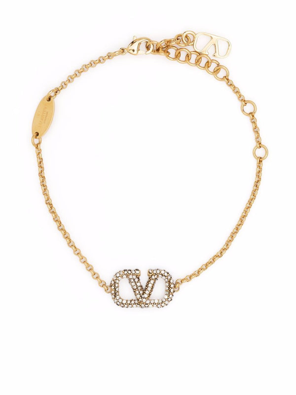 Valentino Garavani-Vlogo Signature Bracelet In Metal And Swarovski® Crystals