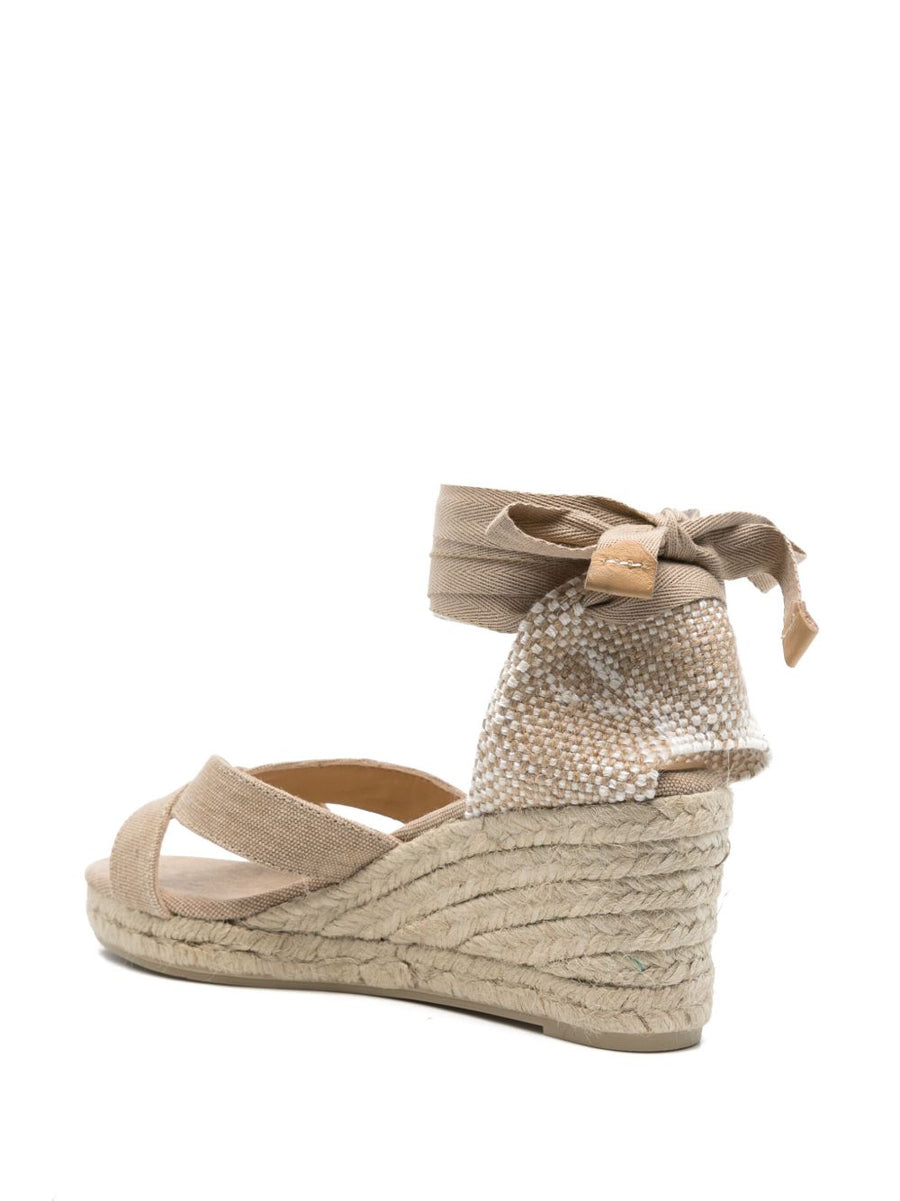 Castañer Bailey Espadrilles For Women Luxurious Beige Raffia Wedge With Tie Strap And Cutout Detail