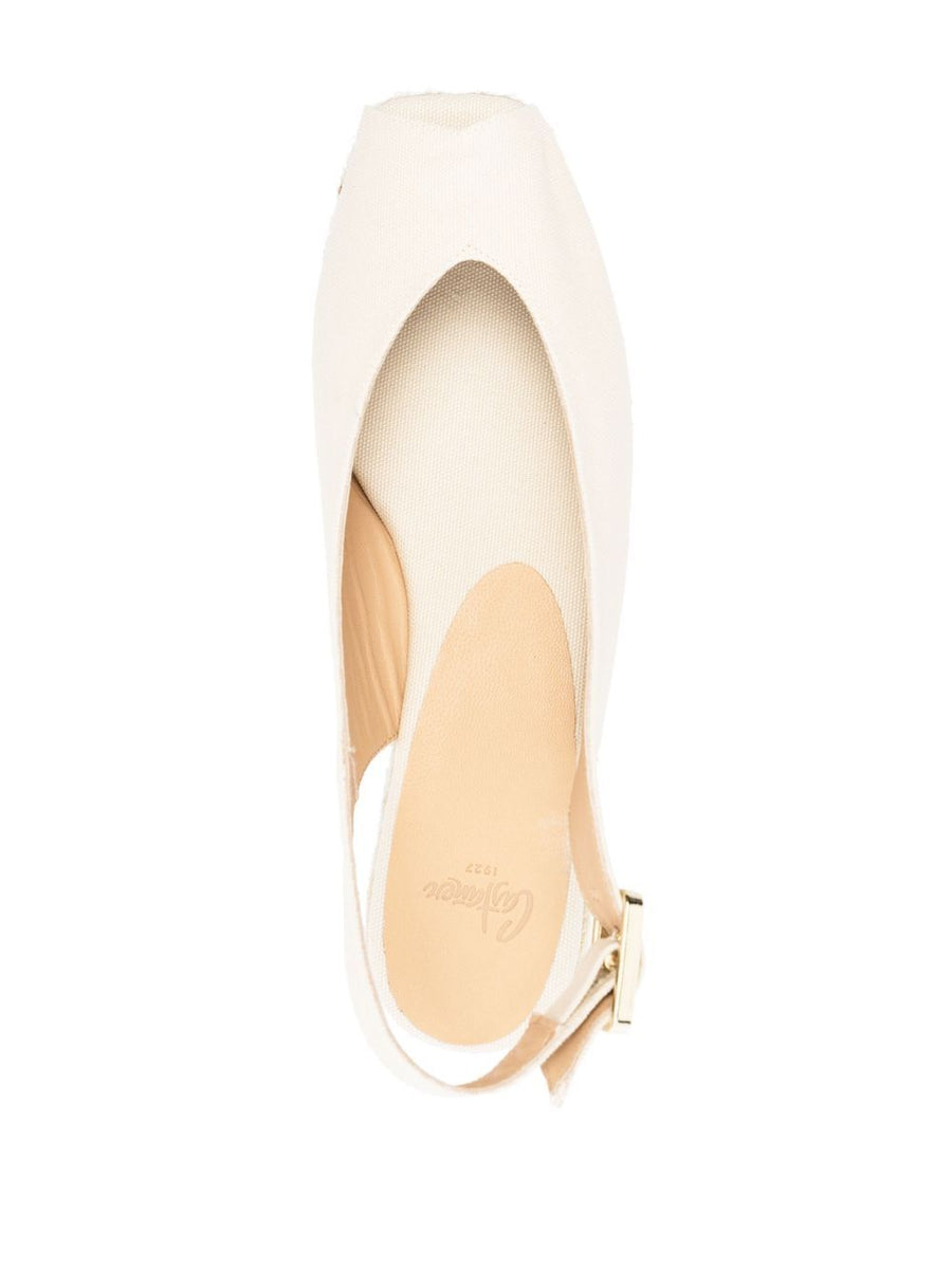 Luxurious Dosalia Peep-Toe Espadrilles Castañer For Women Ivory Calf Leather With Raffia Detailing