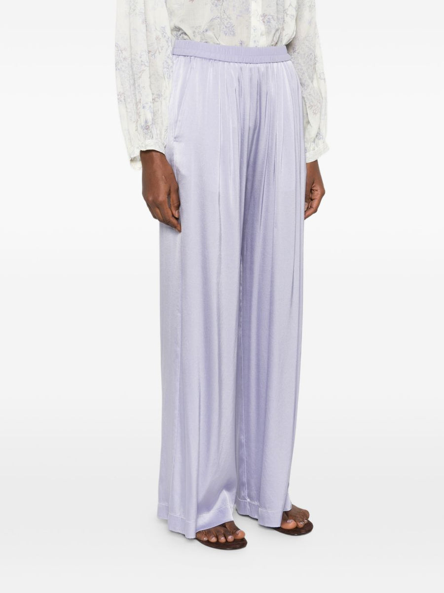 Forte Forte Silk Satin Trousers Lilac For Women With Luxurious Silk Satin Feel And Streamlined Fit