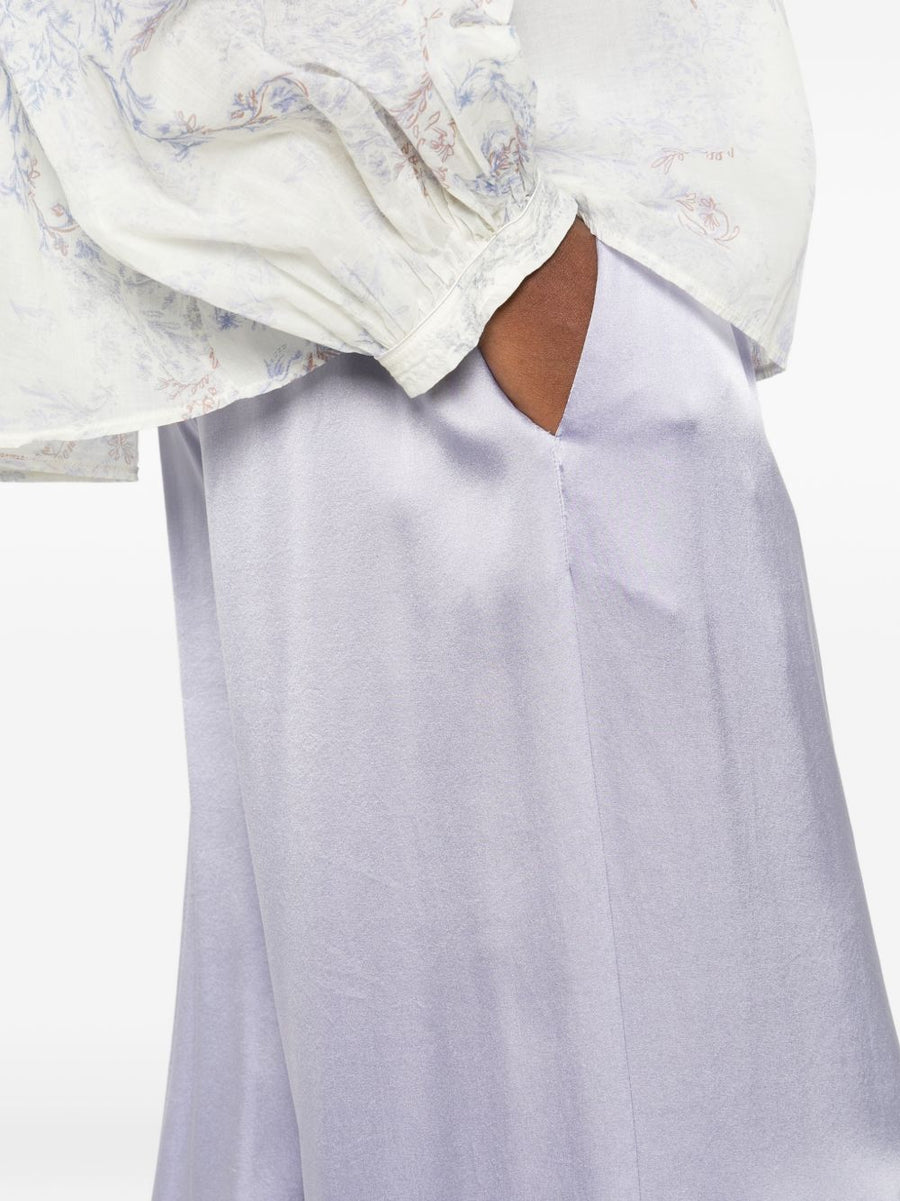 Forte Forte Silk Satin Trousers Lilac For Women With Luxurious Silk Satin Feel And Streamlined Fit