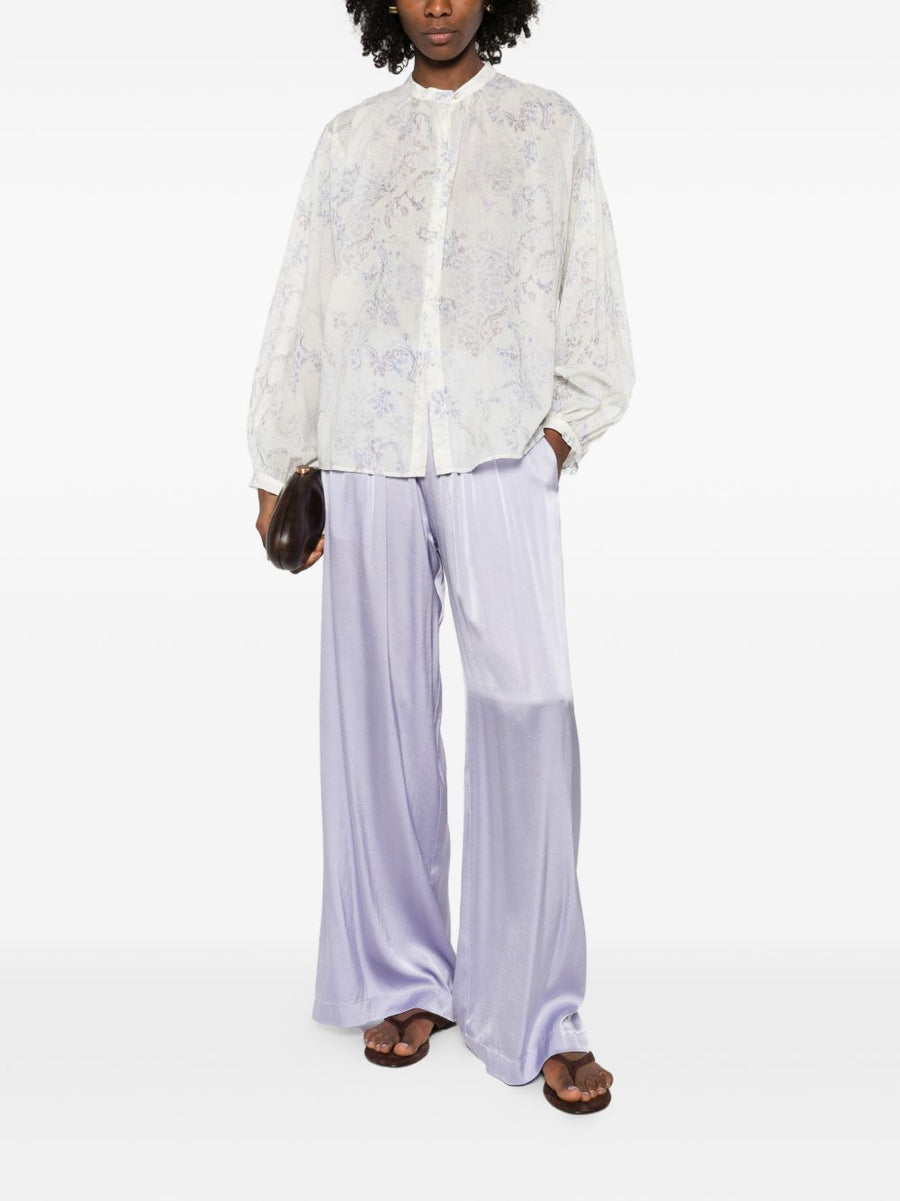 Forte Forte Silk Satin Trousers Lilac For Women With Luxurious Silk Satin Feel And Streamlined Fit