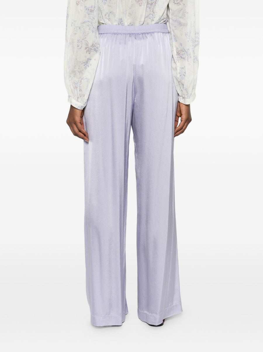 Forte Forte Silk Satin Trousers Lilac For Women With Luxurious Silk Satin Feel And Streamlined Fit