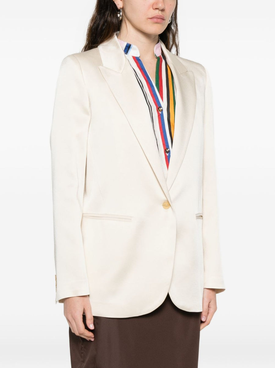 Forte Forte Ivory Single-Breasted Blazer Jacket for Women with Peak Lapels and Polished Tailoring