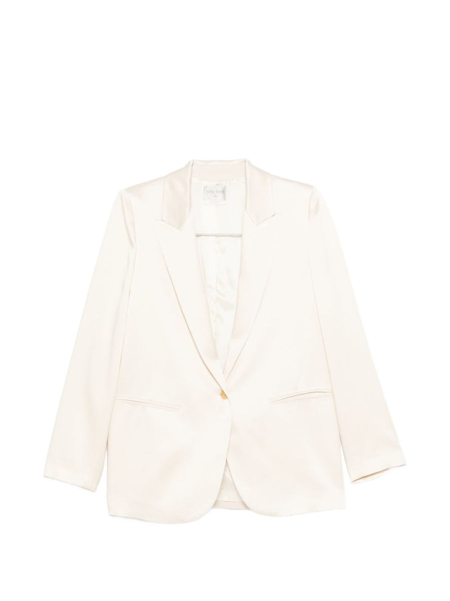Forte Forte Ivory Single-Breasted Blazer Jacket for Women with Peak Lapels and Polished Tailoring
