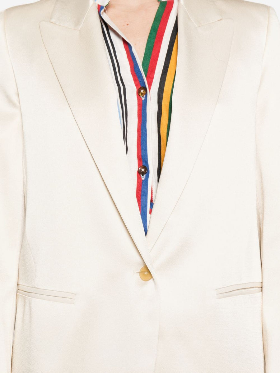 Forte Forte Ivory Single-Breasted Blazer Jacket for Women with Peak Lapels and Polished Tailoring