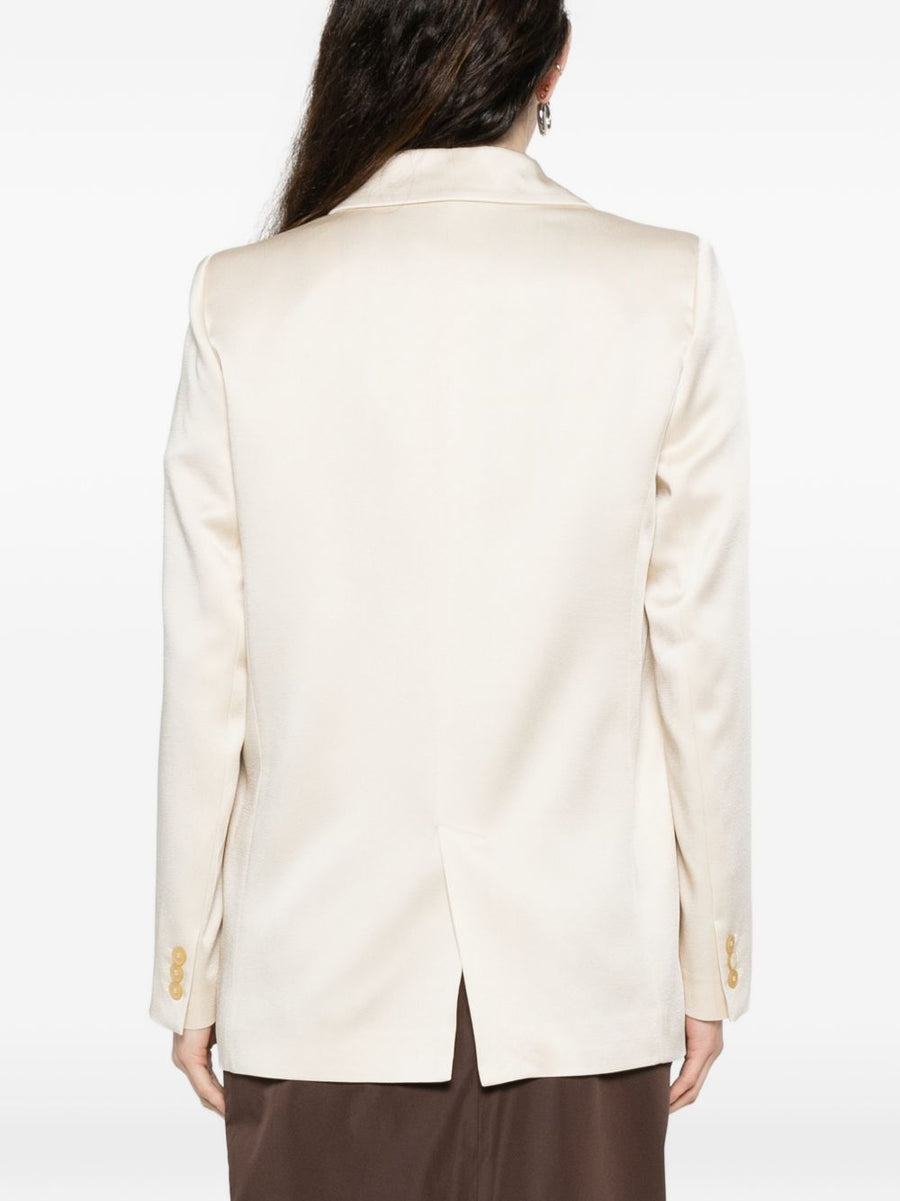 Forte Forte Ivory Single-Breasted Blazer Jacket for Women with Peak Lapels and Polished Tailoring