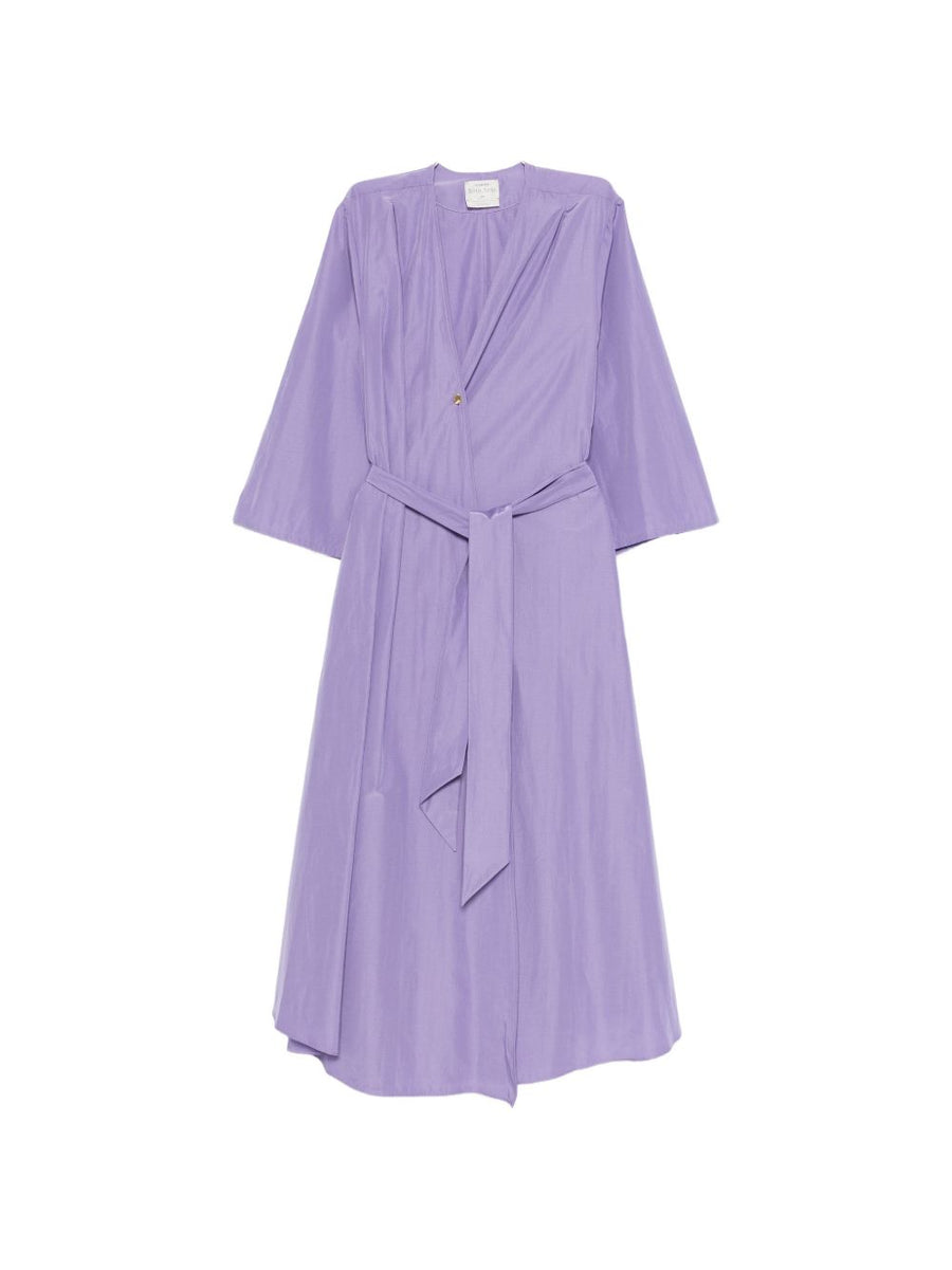 Forte Forte Violet Cotton Blend Midi Dress With Wrap Silhouette And Belted Waist For Women