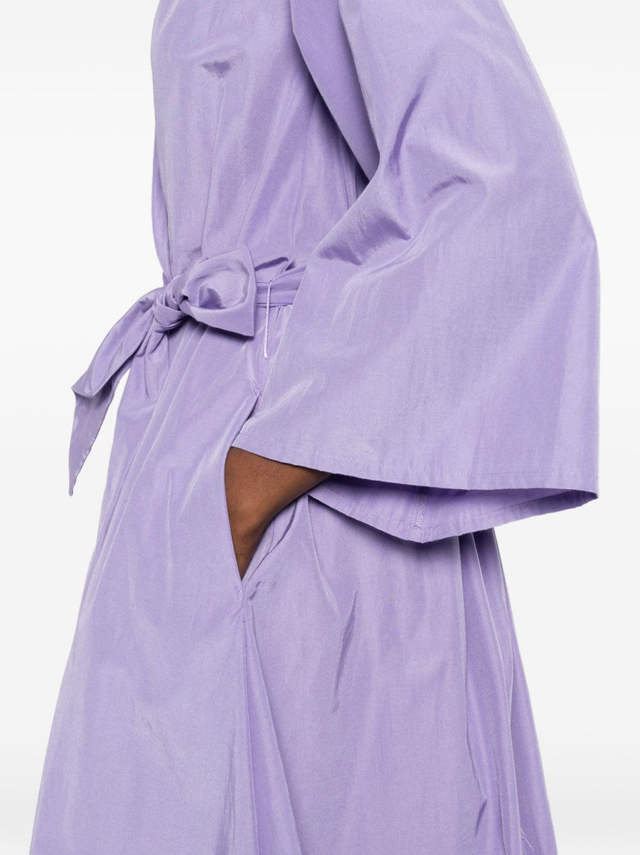 Forte Forte Violet Cotton Blend Midi Dress With Wrap Silhouette And Belted Waist For Women