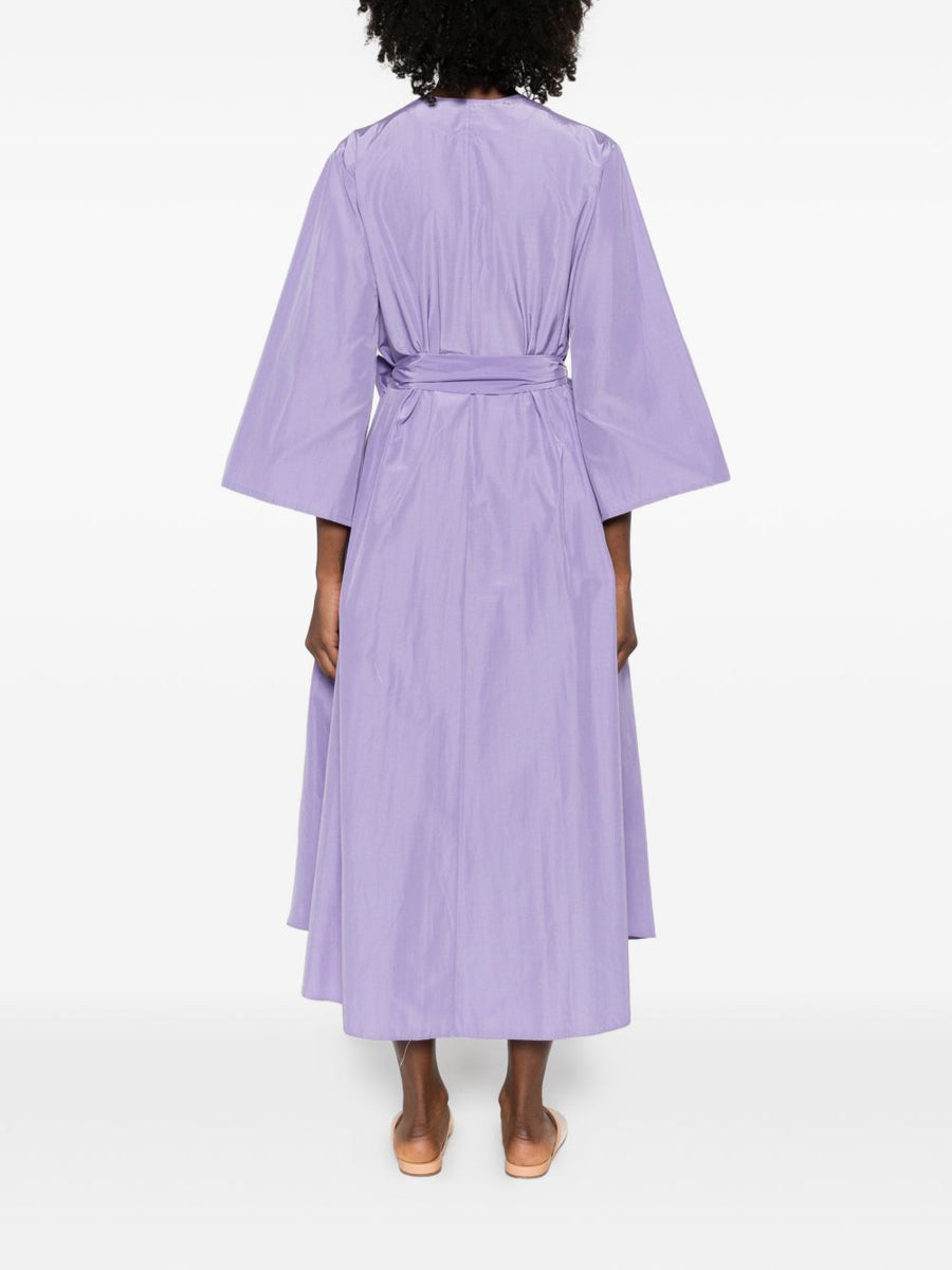 Forte Forte Violet Cotton Blend Midi Dress With Wrap Silhouette And Belted Waist For Women