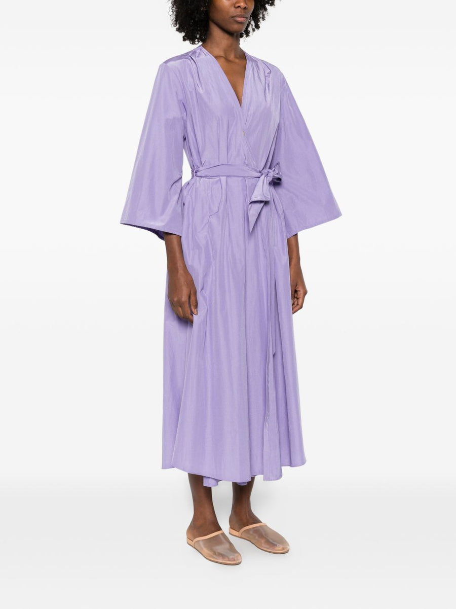 Forte Forte Violet Cotton Blend Midi Dress With Wrap Silhouette And Belted Waist For Women