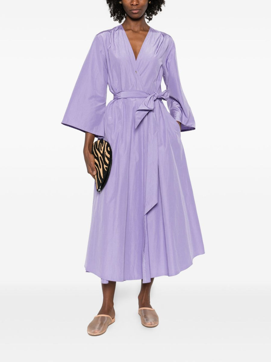 Forte Forte Violet Cotton Blend Midi Dress With Wrap Silhouette And Belted Waist For Women