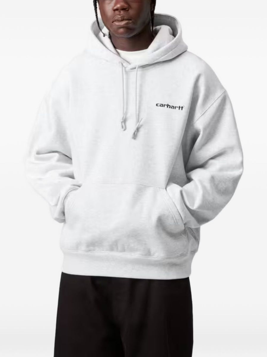 Carhartt WIP Hoodie for Men Durable Cotton Blend Logo Topwear Grey Versatile Everyday Layer