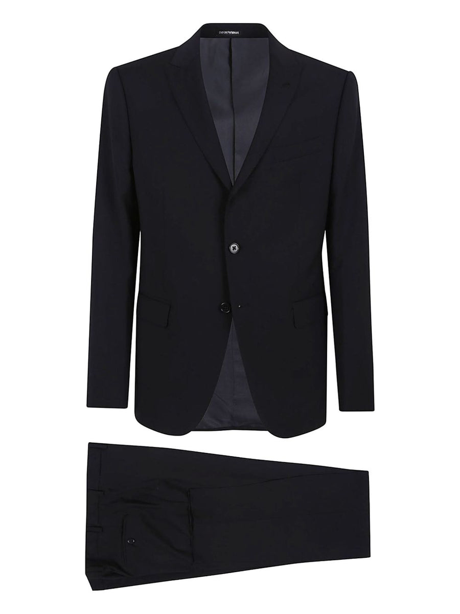 Emporio Armani Navy Wool Suit For Men Premium Virgin Wool Single-Breasted Timeless Luxury