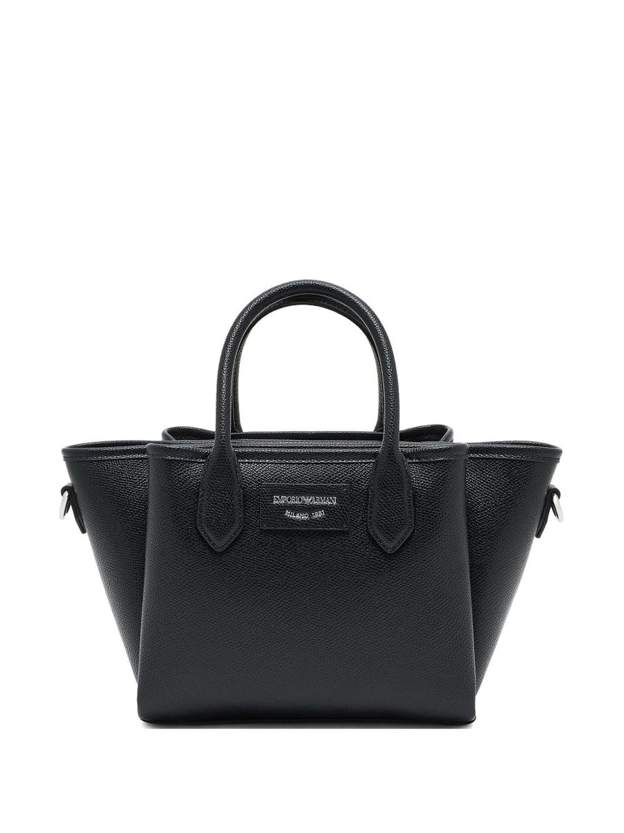 Emporio Armani Palmellato Finish Small Shopper For Women Black Versatile Everyday Bag