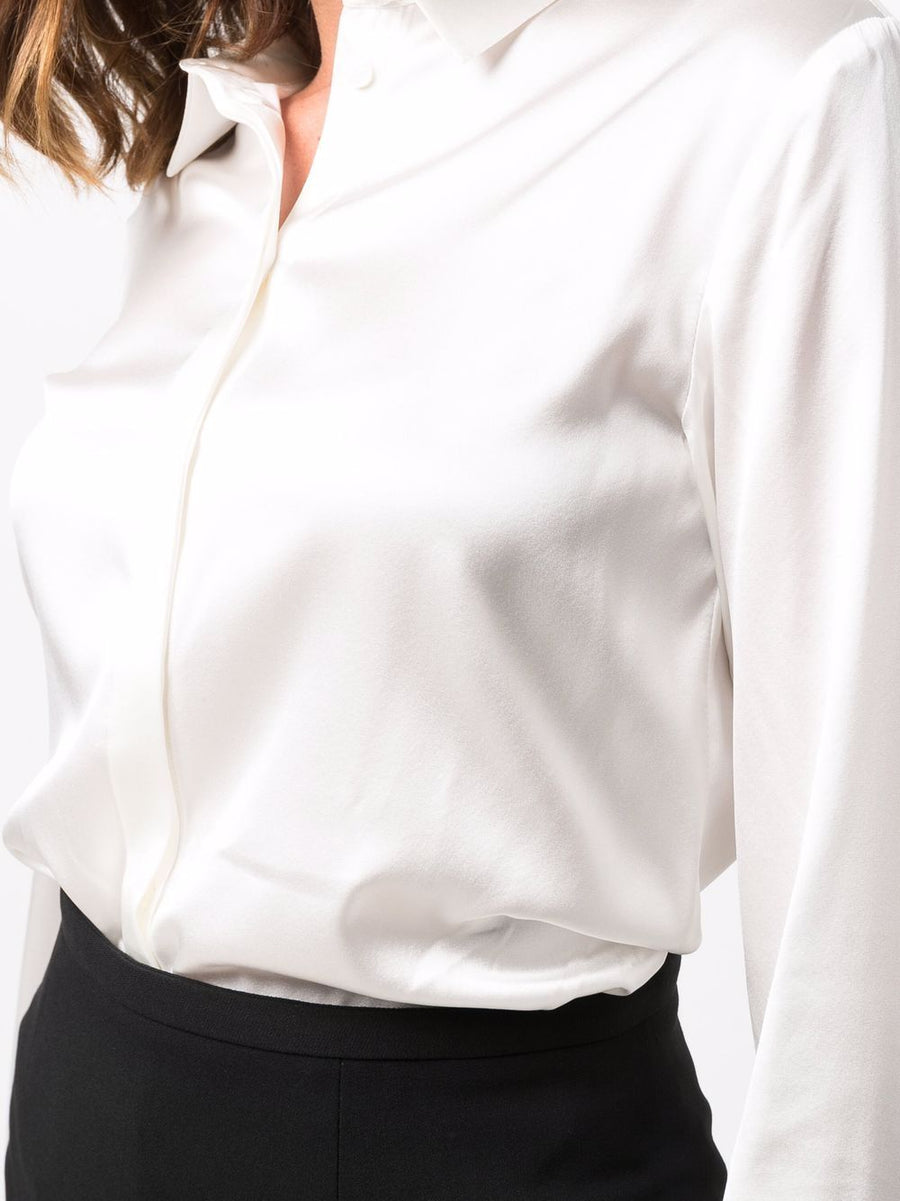 Emporio Armani Silk Shirt For Women White Silk Blend Long Sleeve Timeless Versatility For Work And Dressy Looks