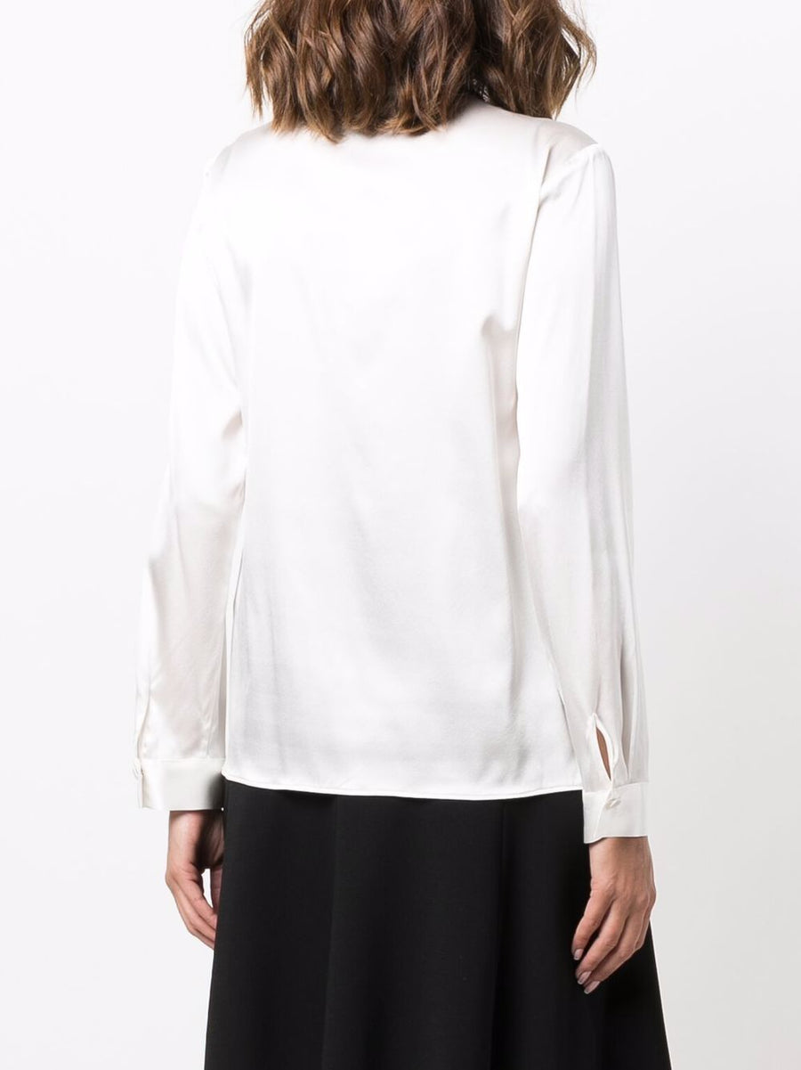 Emporio Armani Silk Shirt For Women White Silk Blend Long Sleeve Timeless Versatility For Work And Dressy Looks