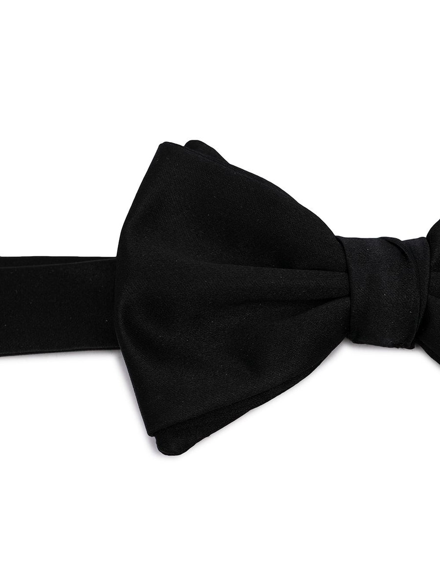 Emporio Armani Knotted Bow Tie 100 Percent Silk Micro Textured Black Clip Fastening For Formal Men Luxury