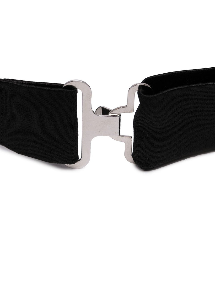 Emporio Armani Knotted Bow Tie 100 Percent Silk Micro Textured Black Clip Fastening For Formal Men Luxury