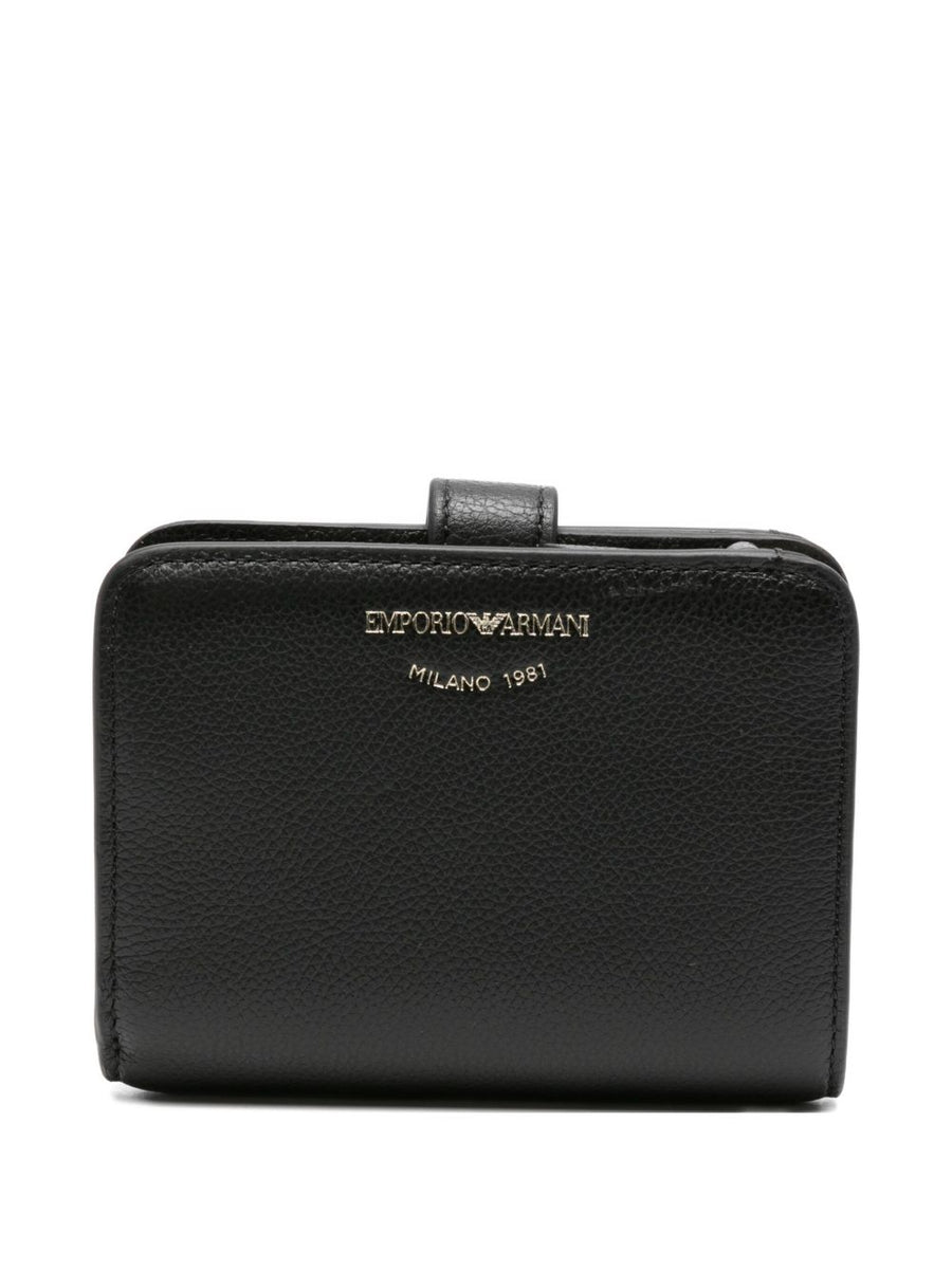 Emporio Armani Tumbled Leather Bi Fold Wallet For Women Compact Card Slots Luxury