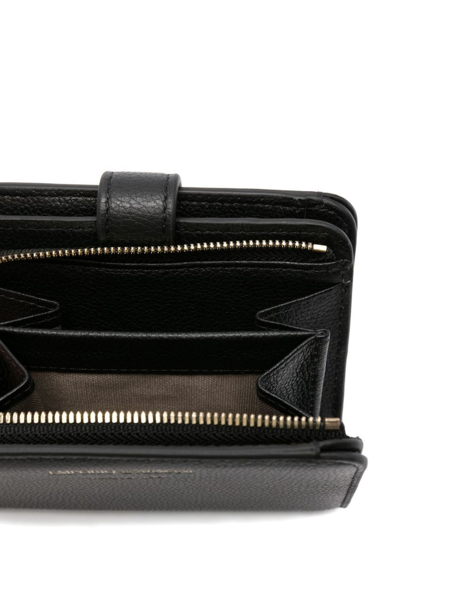 Emporio Armani Tumbled Leather Bi Fold Wallet For Women Compact Card Slots Luxury