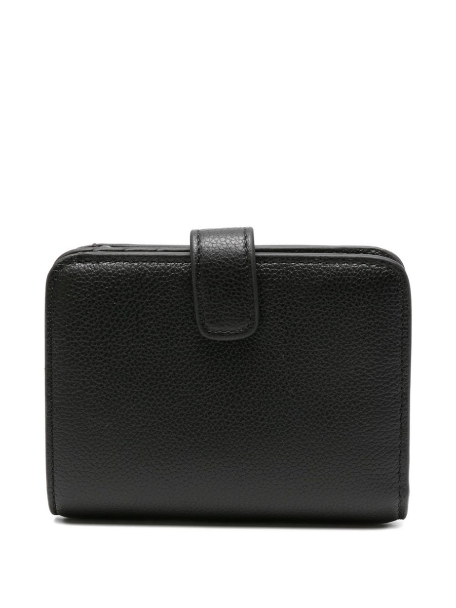 Emporio Armani Tumbled Leather Bi Fold Wallet For Women Compact Card Slots Luxury