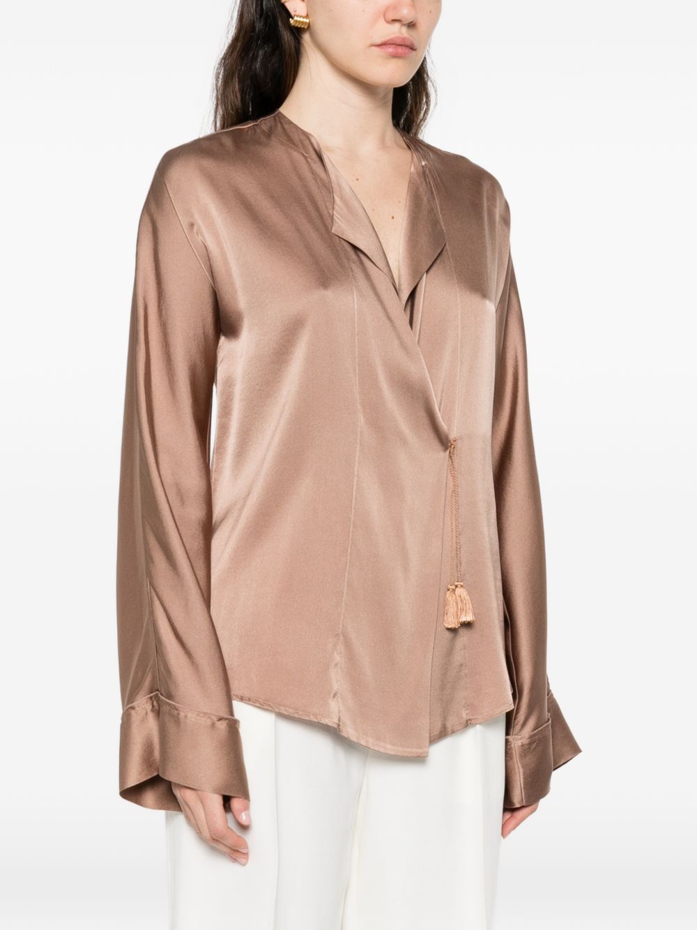 Forte Forte V-neck Silk satin shirt
