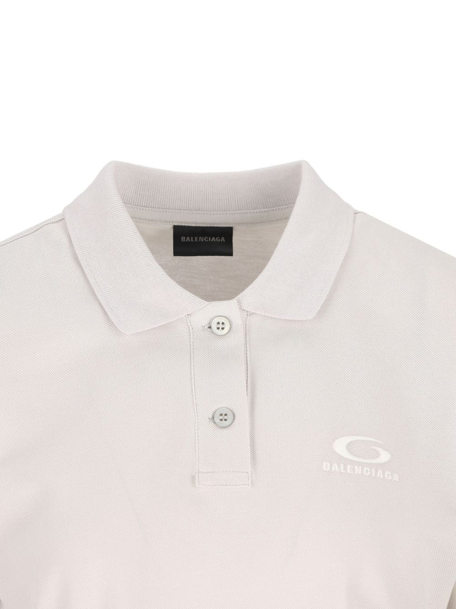 Balenciaga Cotton Polo Shirt For Women With Discreet Logo Embroidery Luxurious White Top For Versatile Style