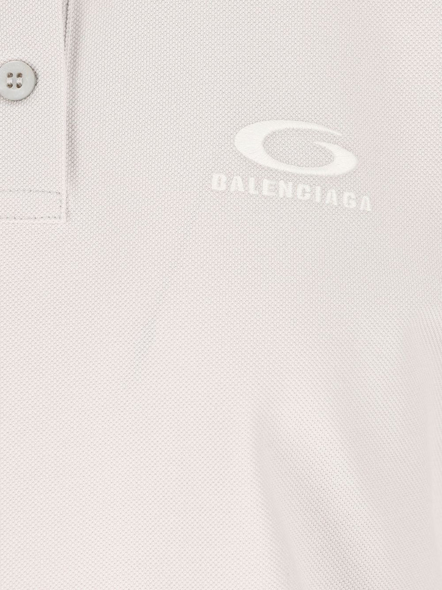 Balenciaga Cotton Polo Shirt For Women With Discreet Logo Embroidery Luxurious White Top For Versatile Style