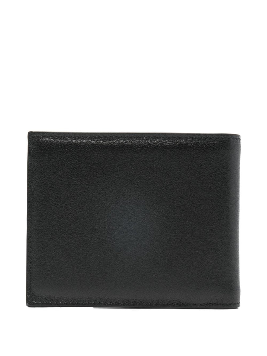 Givenchy Grained Calf Leather Bifold Wallet Front Logo For Men Unisex Compact Card Organizer