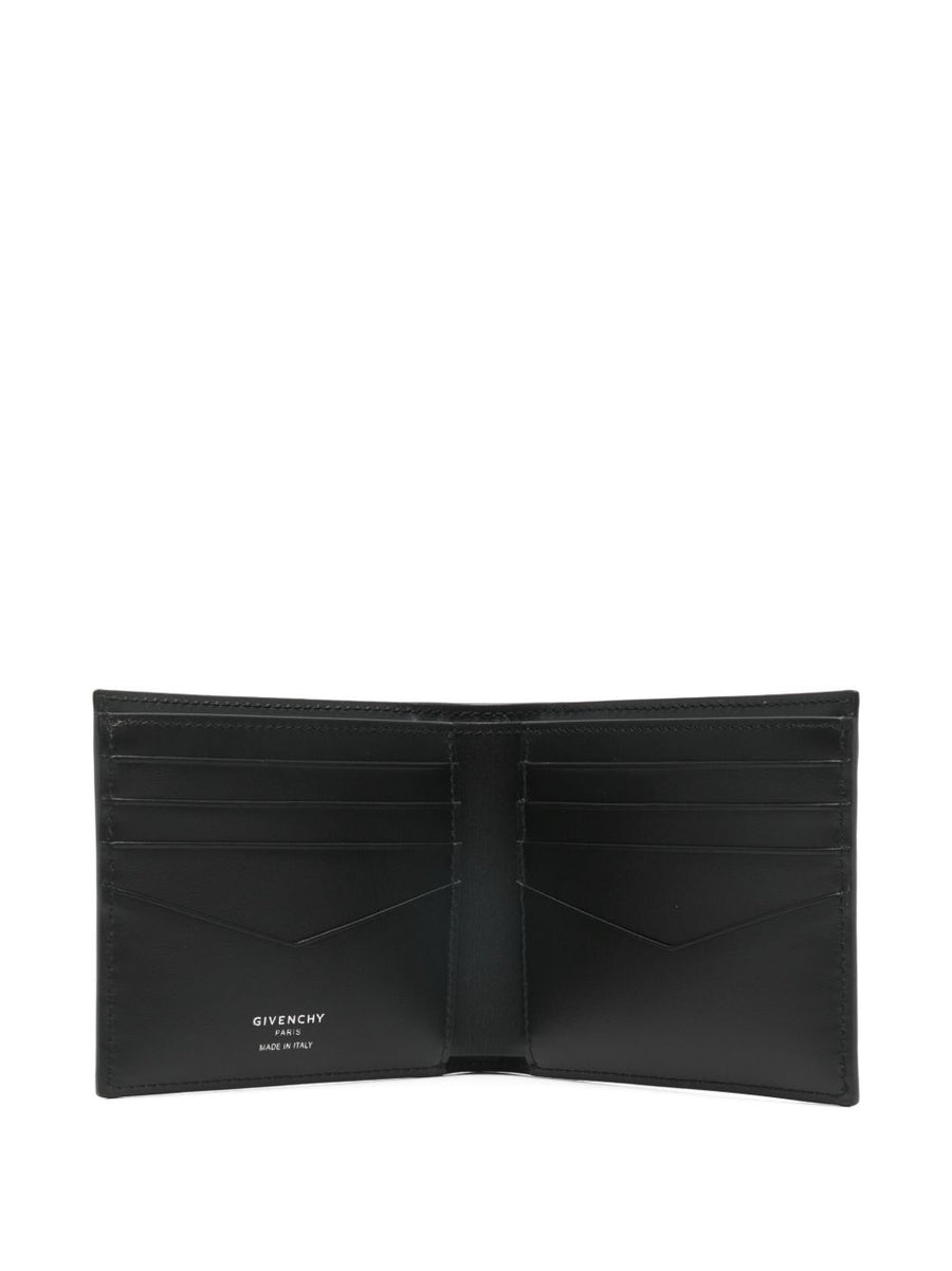 Givenchy Grained Calf Leather Bifold Wallet Front Logo For Men Unisex Compact Card Organizer