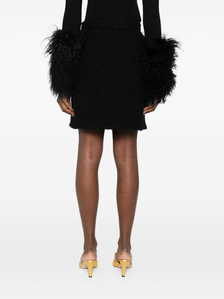 Valentino VLogo Signature Wool Skirt For Women Tailored Luxury Office Wear Black