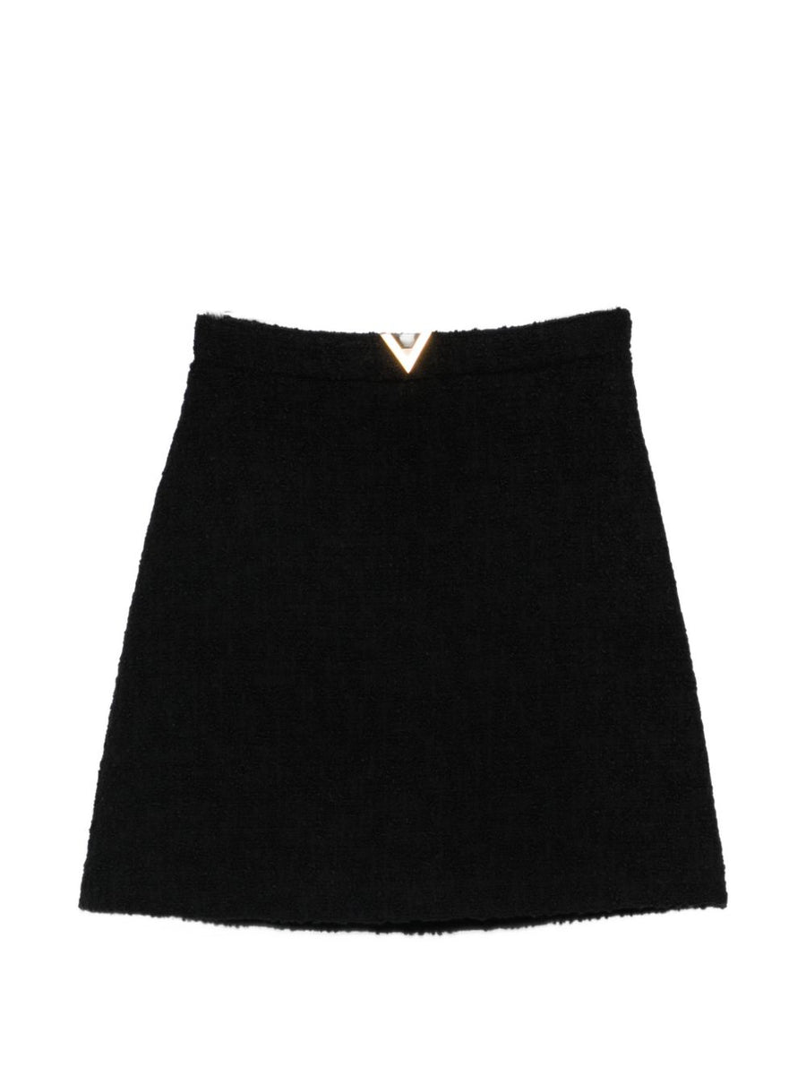 Valentino VLogo Signature Wool Skirt For Women Tailored Luxury Office Wear Black