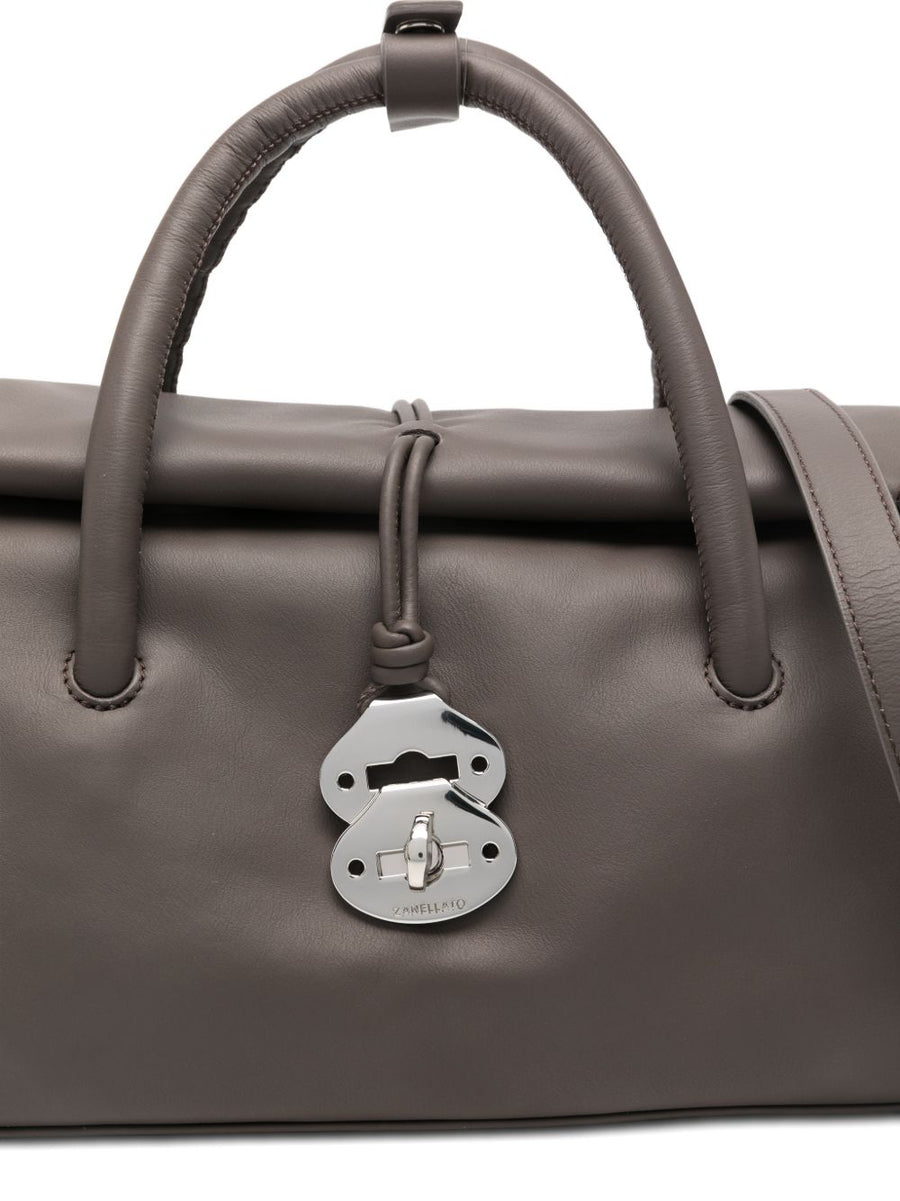 Zanellato Dotta Small Leather Handbag For Women Everyday Luxury Top Handle With Stud Embellishment
