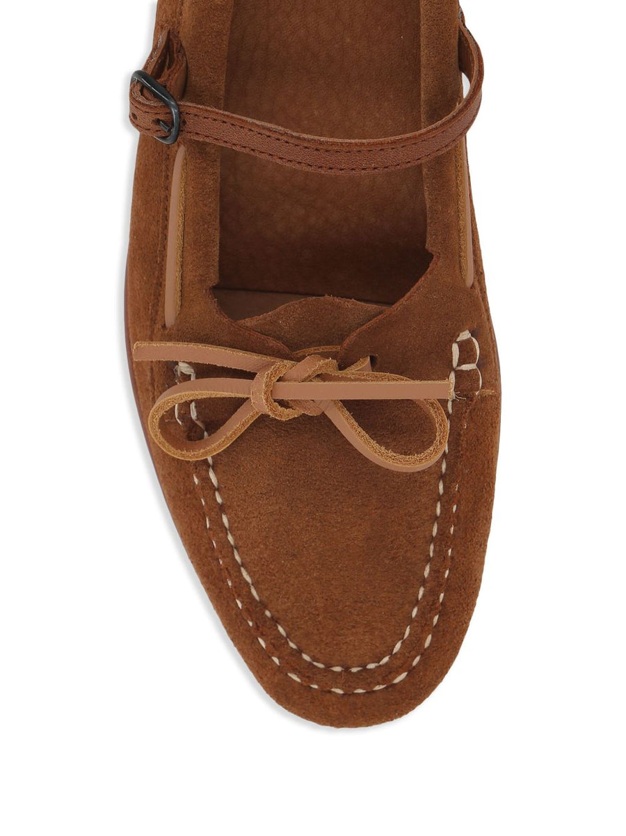 Hereu Lorea Suede Mary Jane Loafer Tobacco Brown For Women Versatile Everyday Elegance