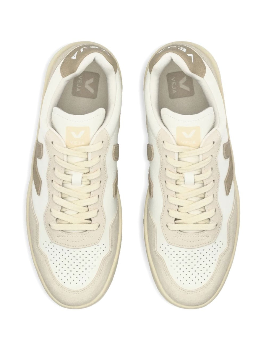 Veja V-90 Sneakers For Women Beige Off White Leather And Suede Upper Versatile Everyday