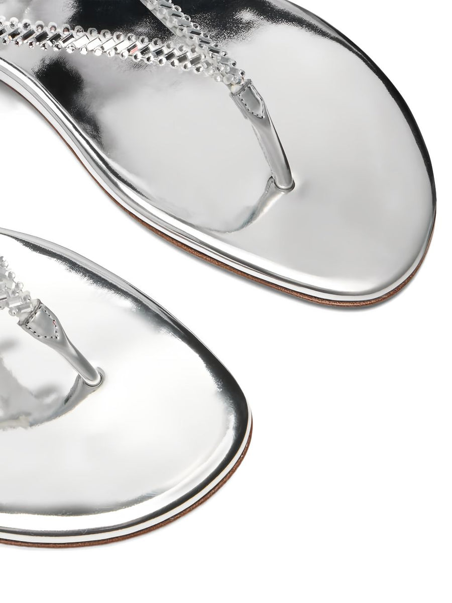 Casadei Josephine Flat Sandals Silver Braided Strap Luxury For Women One Centimeter Heel PVC