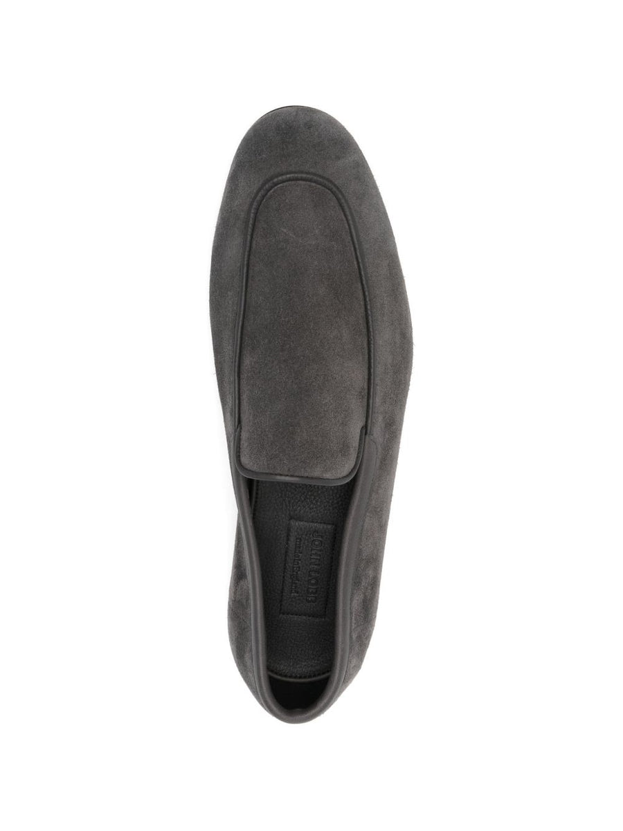 John Lobb Tyne Black Suede Loafers For Men Slip On Luxury Moccasins Dust Bag Included