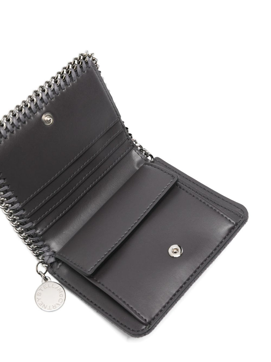Stella McCartney Falabella Bi Fold Wallet With Chain Trim Grey Slim Everyday Carry For Women