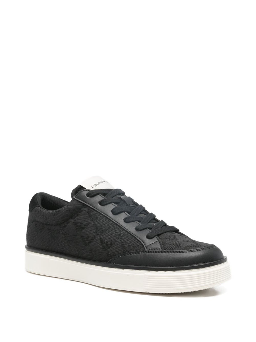Emporio Armani Jacquard Sneakers Allover Eagle Pattern For Men Luxury Casual Comfort