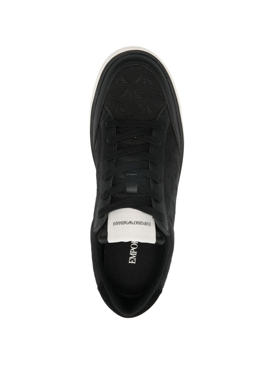 Emporio Armani Jacquard Sneakers Allover Eagle Pattern For Men Luxury Casual Comfort