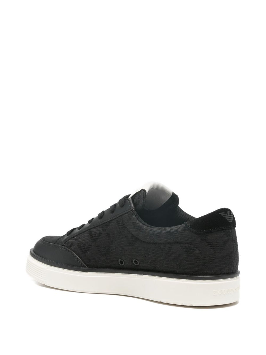 Emporio Armani Jacquard Sneakers Allover Eagle Pattern For Men Luxury Casual Comfort