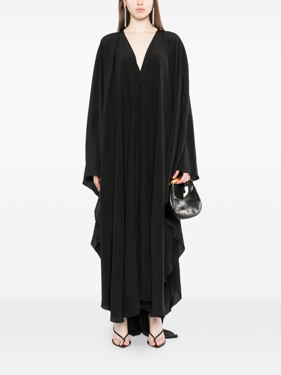 Tom Ford Silk Kaftan Luxury Beach Cover Up for Women Open Back V Neck Black Silk
