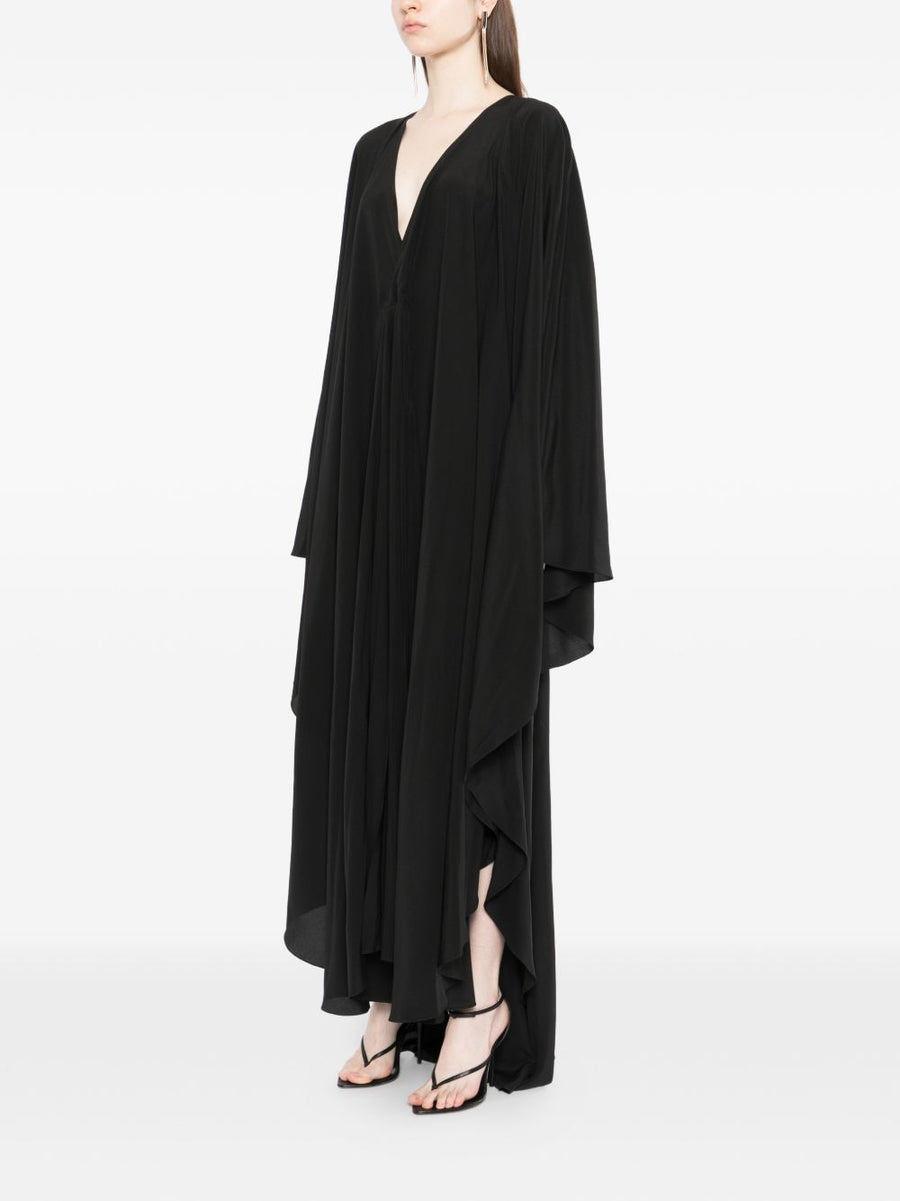 Tom Ford Silk Kaftan Luxury Beach Cover Up for Women Open Back V Neck Black Silk