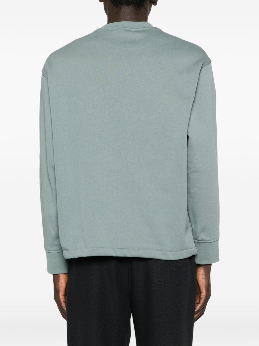 Emporio Armani 100 Percent Cotton Crewneck Sweatshirt For Men With Abstract Print And Drawstring Hem