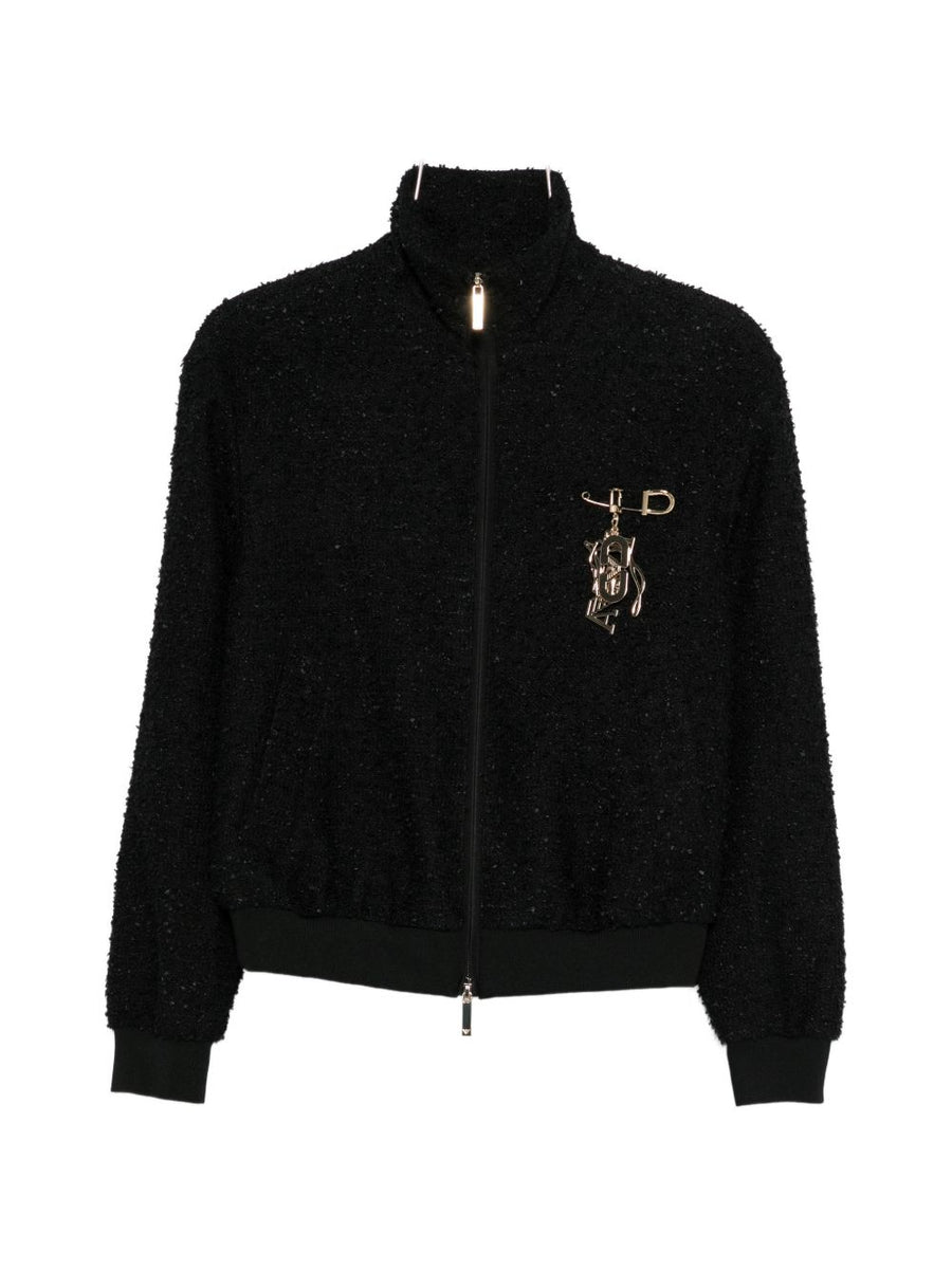 Emporio Armani Tweed Blouson Jacket For Women With Luxurious Textured Finish And Sleek Lines